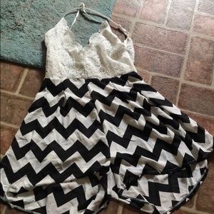 Black with white floral romper